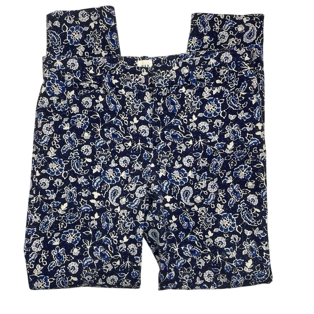 EUC - GAP Signature Blue Skinny Ankle Floral Cotton Pants